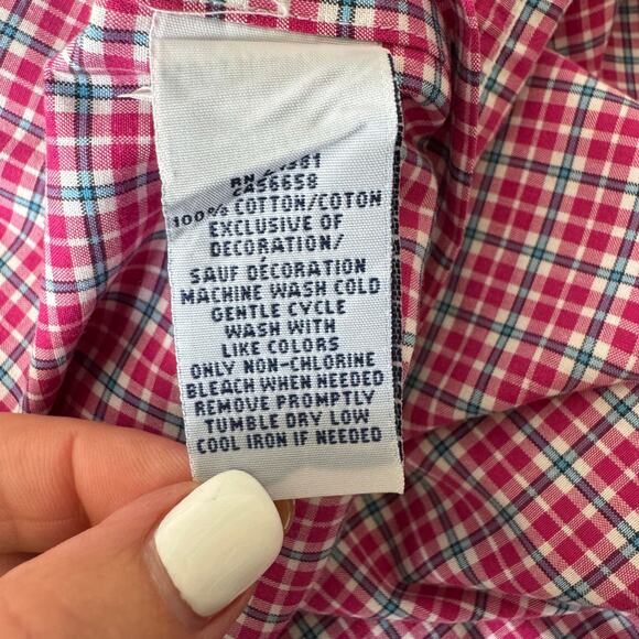 Ralph Lauren Button Down Dress Shirt Mens Medium Plaid Business Pink Preppy - Picture 10 of 11
